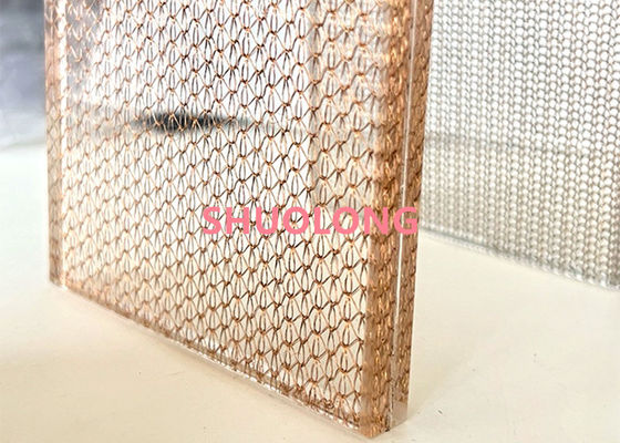 پارچه فلزی بافندگی مش مسی با شیشه چند لایه برنز برای طراحی داخلی