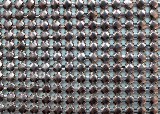 SGS Chainmail پرده مش فلزی پولک نقره ای پارچه پارچه بافته شده ساده