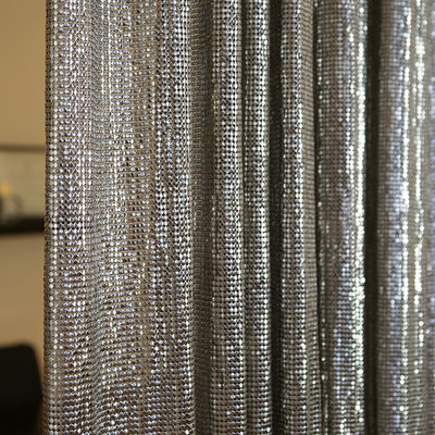 SGS Chainmail پرده مش فلزی پولک نقره ای پارچه پارچه بافته شده ساده